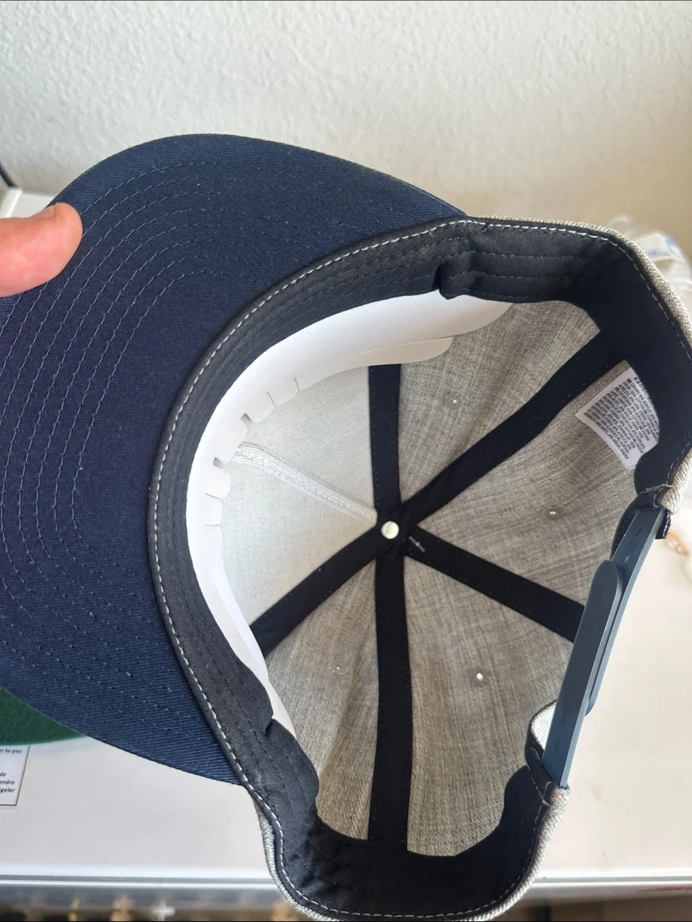 Brixton and Vans Two-Tone Gray & Navy Snapback with Green Logo Cap